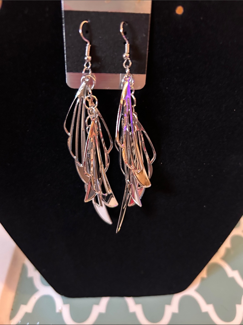 Silver Dangle Feather Cascade Earrings - Women Jewelry